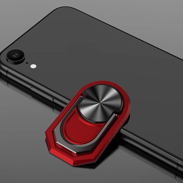 360° Rotation Metal Ring Grip Holder Finger Kickstand for Magnetic Car Mount Compatible with All Smartphone, Red