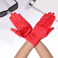thumbnail image 4 of vnanda Fashionable Polyester Gloves 1 Pair of Bridal 4 Side Stretch Matte Satin Dress Gloves Wrist Length Breathable Soft Lace Gloves Fits Dinner, 4 of 8