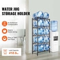 thumbnail image 2 of 5 Tier Water Jug Holder, 5 Gallon Bottle Rack - Holds 10 Bottles, Heavy Duty Cast Iron, Adjustable Slots for Kitchen, Office, Black, 2 of 7