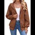 thumbnail image 2 of Sudadera con Capucha y Cremallera para Mujer, de Larga, para Otoño, con Capucha Extragrande, Chaquetas Informales de Moda Marrón S, 2 of 9