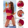 thumbnail image 4 of Conjunto de bikini Blooming Jelly para mujer, talle alto, rojo, talla pequeña, 4 of 6