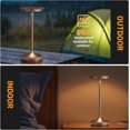 thumbnail image 3 of LED Cordless Table Lamp Rechargeable - Outdoor 6000mAh Battery Operated Portable Table Lights 3 Color Stepless Dimming Table Lamps with Memory Function for Patio Restaurant Dining Moka, 3 of 8