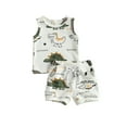 thumbnail image 2 of 2Pcs Newborn Baby Boy Summer Clothes Dinosaur Printed Ribbed Tank Top Shorts Set 3-6 Months 3M 6M 12M 18M 24M, 2 of 7
