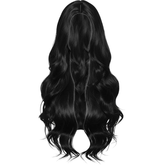 Vjnyvs Black Synthetic Wig With Parted Long Wave Wigs for Women Full Hair Hairstyle Replacement for Daily Use