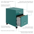 thumbnail image 4 of Space Solutions 18" Deep 2 Drawer Letter Width Mobile Vertical File Cabinet with Accessory Drawer, Teal, 4 of 17