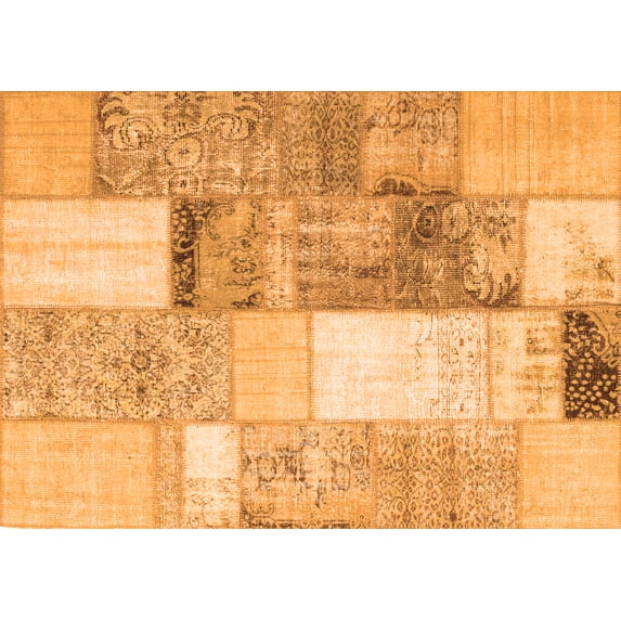 Ahgly Company Indoor Rectangle Patchwork Orange Transitional Area Rugs, 2' x 5'