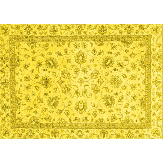 Ahgly Company Indoor Rectangle Abstract Yellow Modern Area Rugs, 2' x 3'