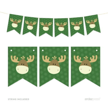 Pennant Party Banner Rustic Woodland Forest Moose