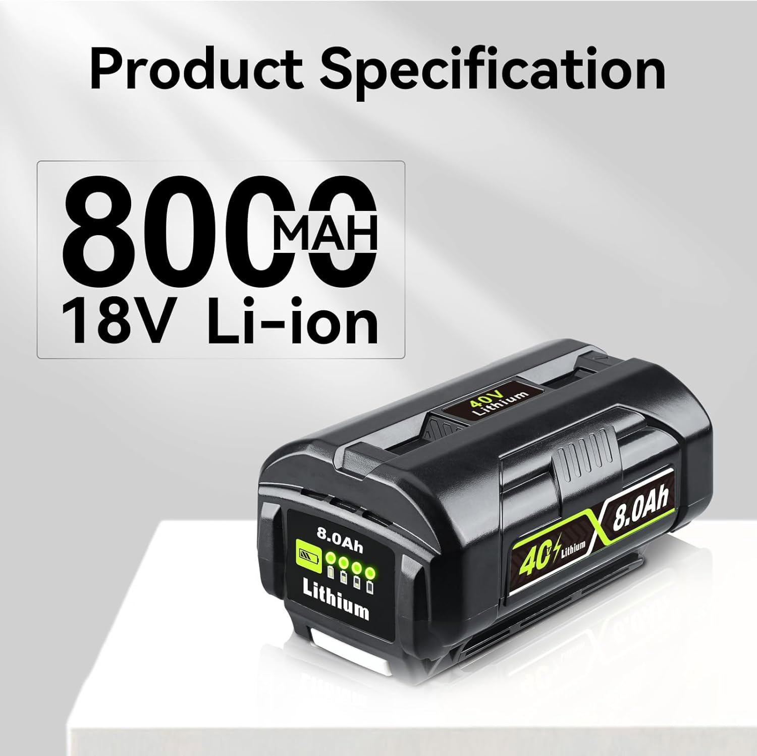 Upgraded 8.0Ah Replacement for Ryobi 40V Battery Compatible with OP4026 OP40601 OP4050A OP4040 40V Cordless Power Tools