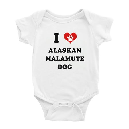 

I Heart Alaskan Malamute Dog Love Pest Funny Cute Baby One-pieces (White 18-24 Months)