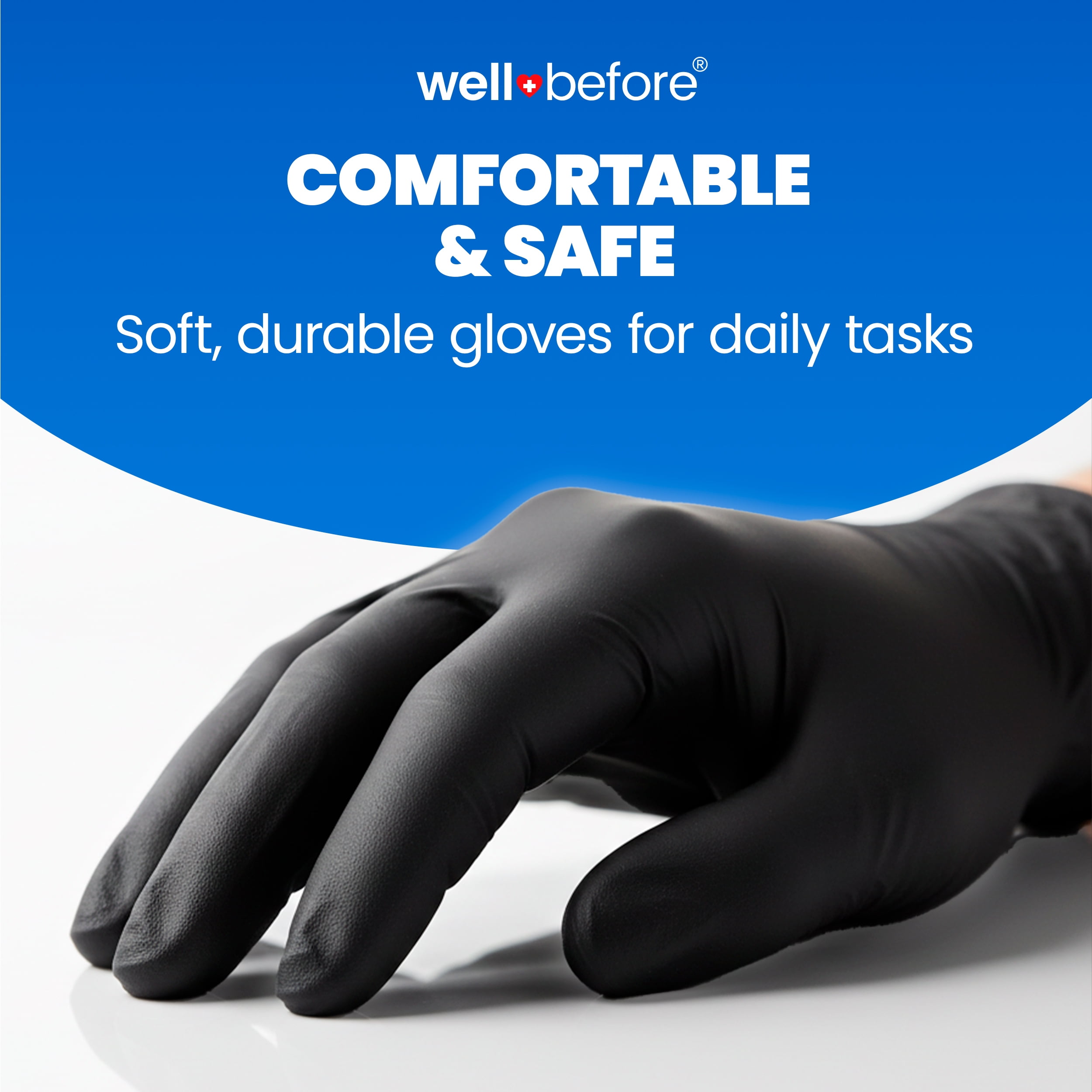 Wellbefore Disposable Synmax 4g Food Grade Vinyl Gloves, Black, Medium, 200pcs