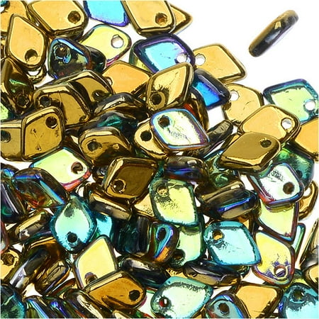 Czech Glass Bracelet - Crystal Golden Rainbow Czech Glass Dragon Scale Bead 1 5x5mm 9 5 Grams