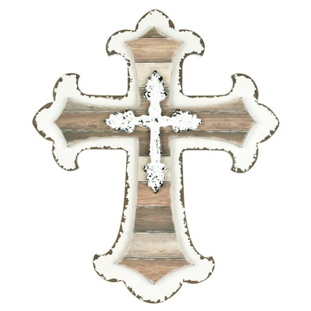 Mainstays 11.5" x 2.5" x 13.5" Dimensional Cross Wall Art, White