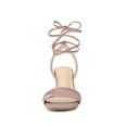 thumbnail image 6 of BLISSFUL STEP Women's Shoes Lace-Up Kitten Heel Open Toe Slingback Sandals Light Pink 9, 6 of 7