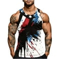 thumbnail image 2 of qelini Tank Tops for Men Big and Tall 4th of July Vest Top Crewneck Sleeveless Shirt Vest Patriotic Print Vest, 2 of 5
