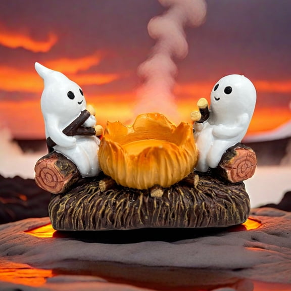 Halloween Ghost Night Light, Plug-in LED Decorative Lamp with Cute Ghosts and Campfire, Festive Holiday Decoration for Bedroom, Hallway, Bathroom, Kids Room