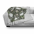 thumbnail image 2 of Pentacle Soft Flannel Fleece Throw Blanket, Halloween Themed Pentagram with Skeleton Bones and Dog-rose Flowers, Cozy Plush for Indoor and Outdoor Use, 50" x 60", Slate Brown Multicolor, by Ambesonne, 2 of 5