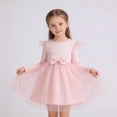 thumbnail image 2 of Girls Long Sleeve Tulle Dress with Bow Glitter Ruffle Sleeves Birthday Party Princess Dress Polyester Pink,Size 4-5 T, 2 of 7