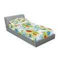 thumbnail image 2 of Ambesonne Abstract Fitted Sheet & Pillow Sham Set, Geometric Funky Swirl, Twinxl, Pale Green White, 2 of 2