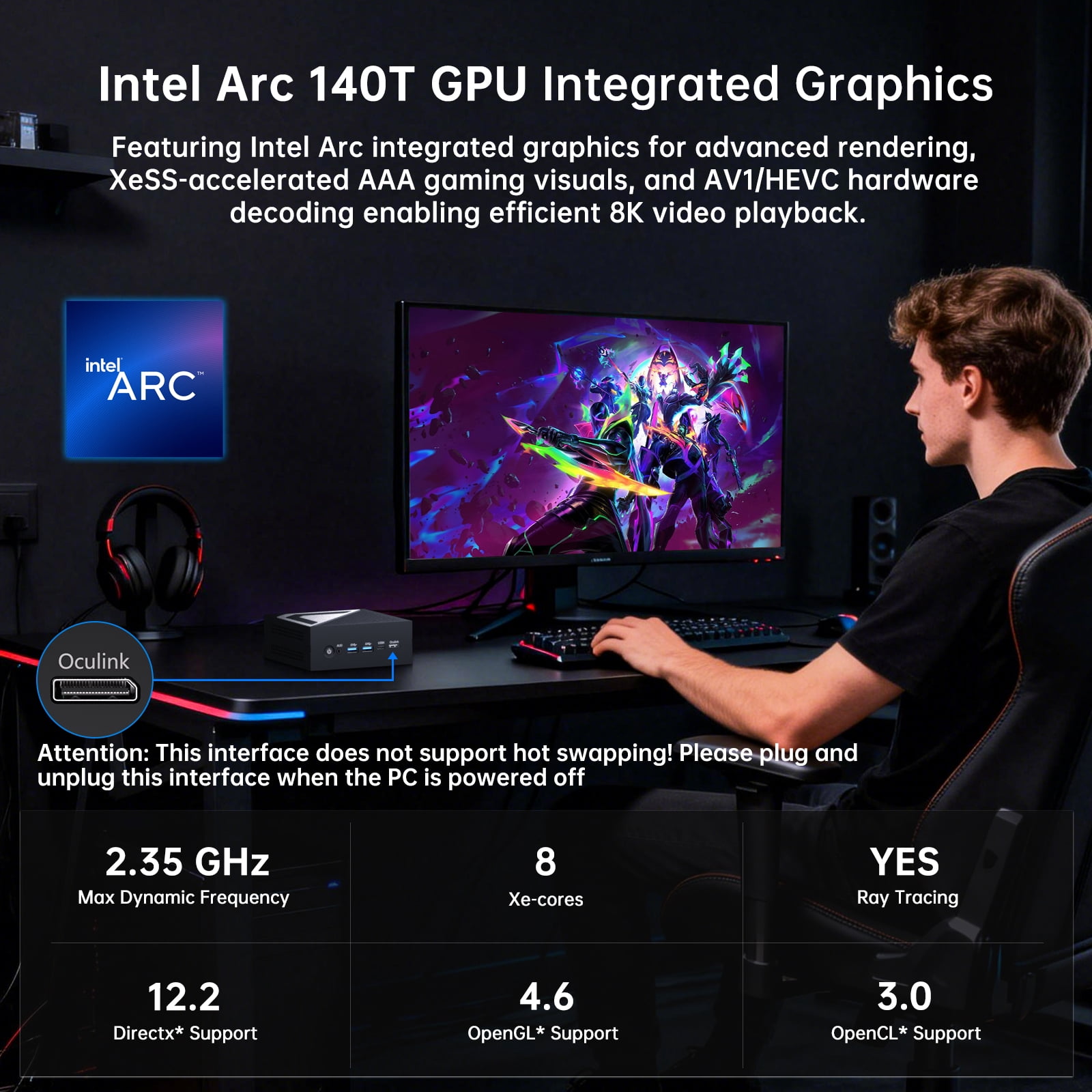 Kinupute AI Mini PC, Desktop Computer with Core Ultra 9 285H up to 5.4GHz, 99 Tops, Win-11 Pro, 64G DDR5, 2T M.2 PCIE4.0 SSD, Arc 140T GPU, Dual 2.5G LAN, DP/HD2.1/USB4.0, 8K, WiFi7, Multitasking