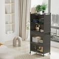thumbnail image 6 of Carbon Steel Storage Bins With Lids,5-Tier Kitchen Organizer Shelf with Tempered Glass Dustproof Cabinet Door and Brakeable Casters,Kitchen Organizer Shelf for Kitchen Bedroom Livingroom 27.6‘’W, 6 of 6