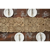LR Home Hugo Solid Jute Table Runner, Natural 6’8” Length