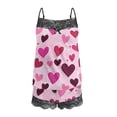 thumbnail image 6 of Blmnix Valentines Pajama Set Sleepwear Sets Sexy Pajama Tops Pink Sleeveless Short Lace Neckline Slim-Leg Sleepwear for Women,XL, 6 of 6