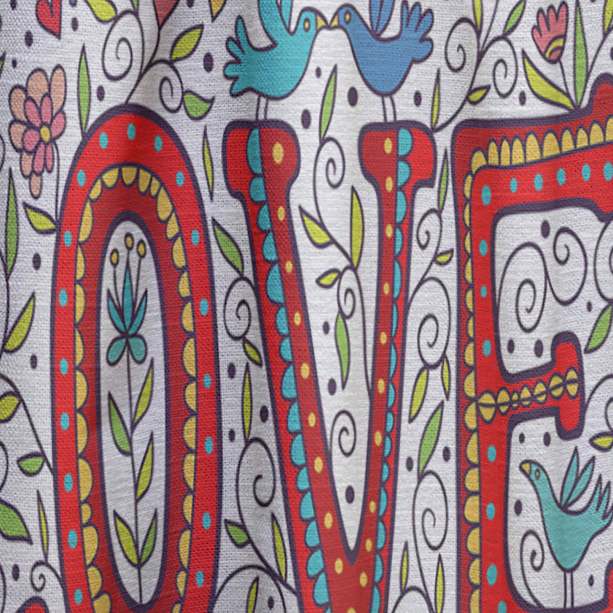 Designart 'Red Color Love Pattern' Modern & Contemporary Curtain Panel