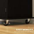 thumbnail image 3 of Demi Bonn 43" Kitchen Island on Wheels, Rolling Cart with Rubberwood Top, Spice Rack, Towel Rack and Drawers for Dining Room, Black, 3 of 7