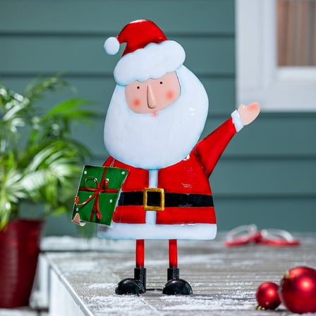 Christmas Vacation Garden Statue, Metal Statue, Bearded Waving Santa, 25"H