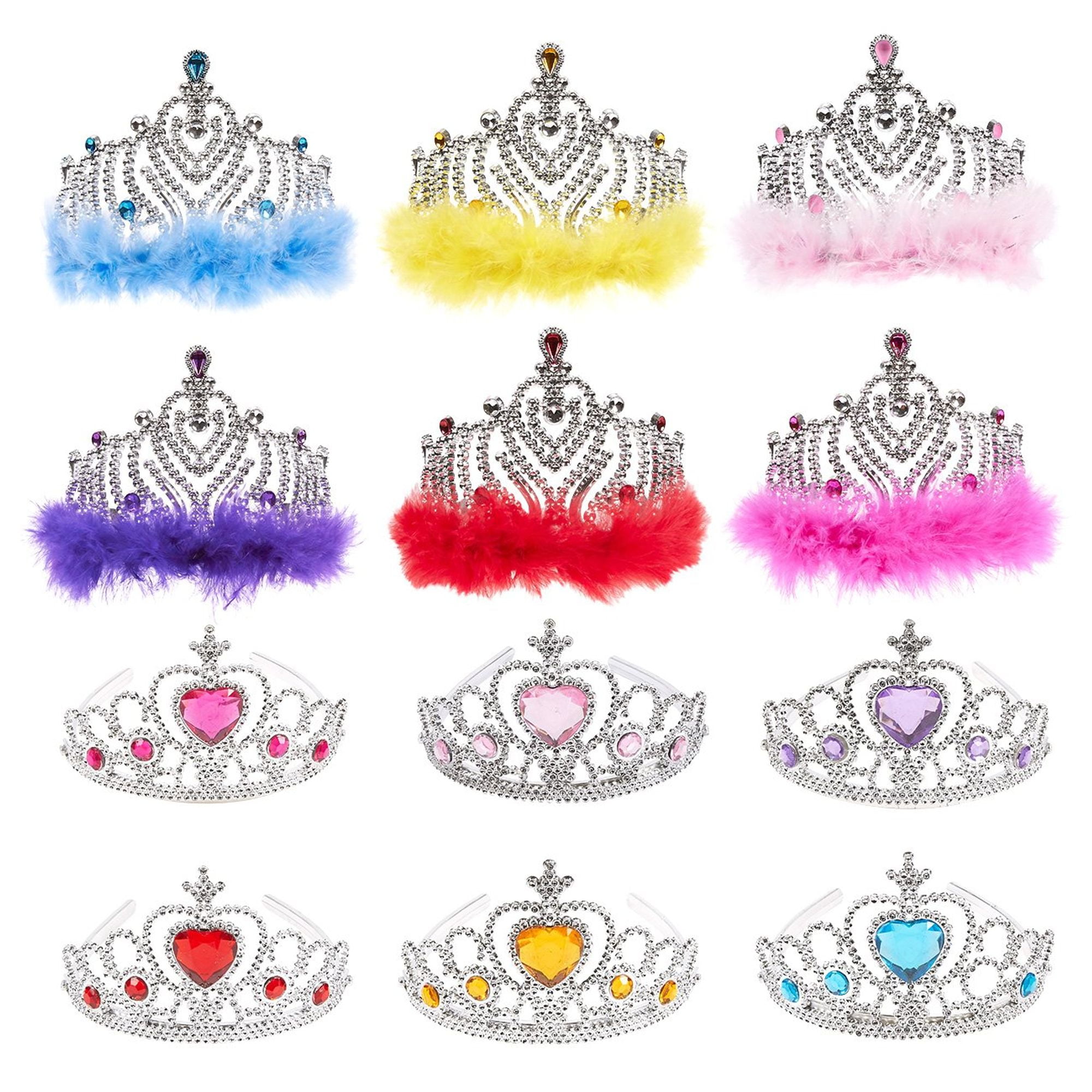 Blue Panda Princess Crown Set 12 Pack Tiara Party Favors for Dress Up