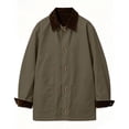thumbnail image 4 of DISKEBUISS Women's Barn Jacket Corduroy Collar Work Coat Button Front Mid Length Outerwear with Pockets for Fall Winter, 4 of 8