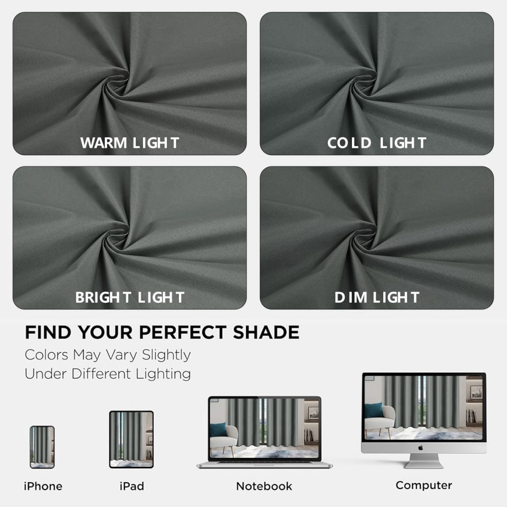 Blackout Curtains, Blackout Curtains Set of 2 Panels, Thermal Insulated Room Darkening Curtains for Bedroom, Privacy Protection & Noise Reducing