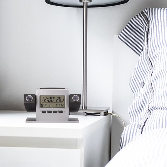 NARABB Double Projection Electronic Clock Double Rotation Can Project Temperature Alarm Clock