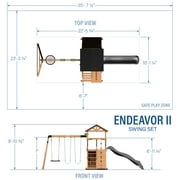 Backyard Discovery Endeavor II Cedar Wood Swing Set, Slide, Play Deck, Double Rock Wall