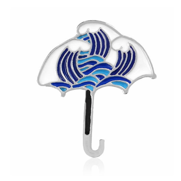 Guardurnaity Broches Paraguas de dibujos animados Ballena Olas divertidas Esmalte de solapa Insignia Manualidades para adultos Accesorios para la Ropa, zapatos y accesorios Miscelánea Sombrilla Guardurnaity AP010468-03