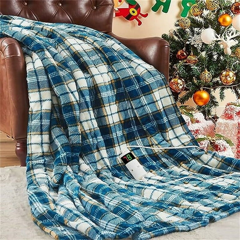 Electric Heated Blanket 62 x84 Blue Plaid Walmart