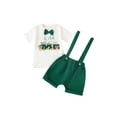 thumbnail image 2 of Yunliwuli Baby Kid Boys Shorts Set, Letters Animal Print Romper/T-shirt with Solid Overall Shorts Summer Outfit, 2 of 10