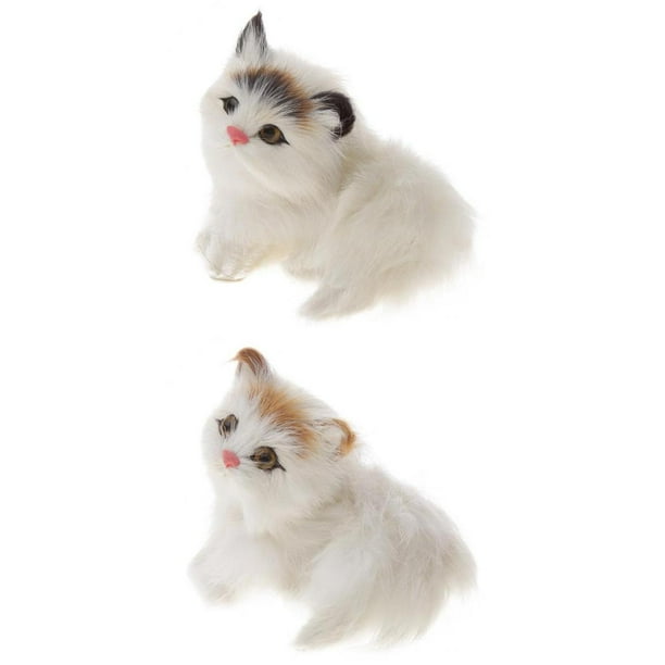2 Pieces Cute Realistic Cat Lifelike Plush Animal Synthetic Figurine Walmart
