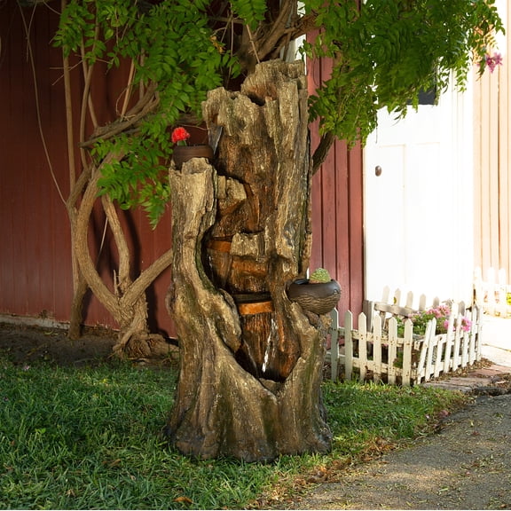 Alpine Corporation 52" Tall Indoor/Outdoor Waterfall Willow Tree Fountain with LED Lights