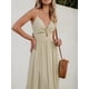 thumbnail image 5 of Vestido largo para mujer CUPSHE, cuello en V, sin mangas, tirantes ajustables, retorcidos, largo, formal de verano, beige, XL, 5 of 7