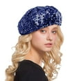 thumbnail image 4 of GHSOHS Hats Cowboy Hat Silk Bonnet Beanie Skullies Beanies Women Fashion Sparkling Sequins Beret Colorful Cap Nightclub Dress Hat Warm Baseball Caps Berets Fedoras Visors Navy Sun Hats, 4 of 4