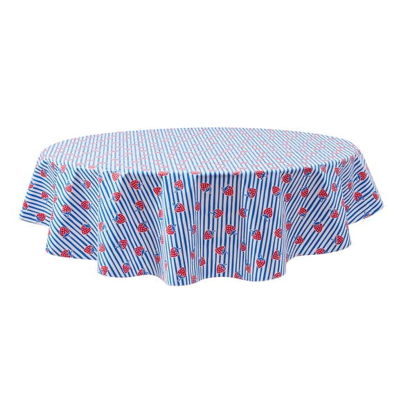 Mainstays Summer Fun PEVA Tablecloth, Indoor & Outdoor for Table 70" Round - Strawberry