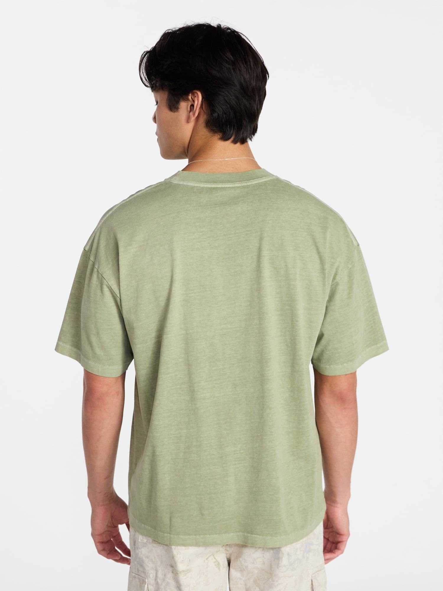No Boundaries Men's Oversized Boxy Tee with Short Sleeves, XS-4XLT