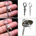 thumbnail image 3 of 4PCS Huggie Earrings Creative Chain Cross Hinged Earrings Hoop Earrings, 3 of 10