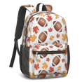 thumbnail image 2 of Football Leaf White Pattern 17" School Backpacks for Teens,Waterproof Oxford Fabric,S-Shape Padded Straps for School,Travel,Hiking,Camping, 2 of 5