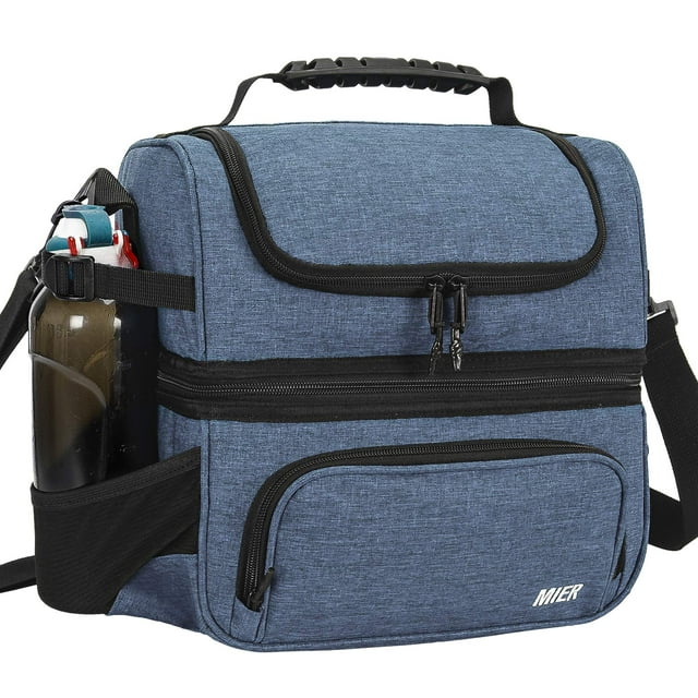 Bolsa Térmica para Almuerzo MIER de Doble Compartimento Azul Acero Aislada para Adultos