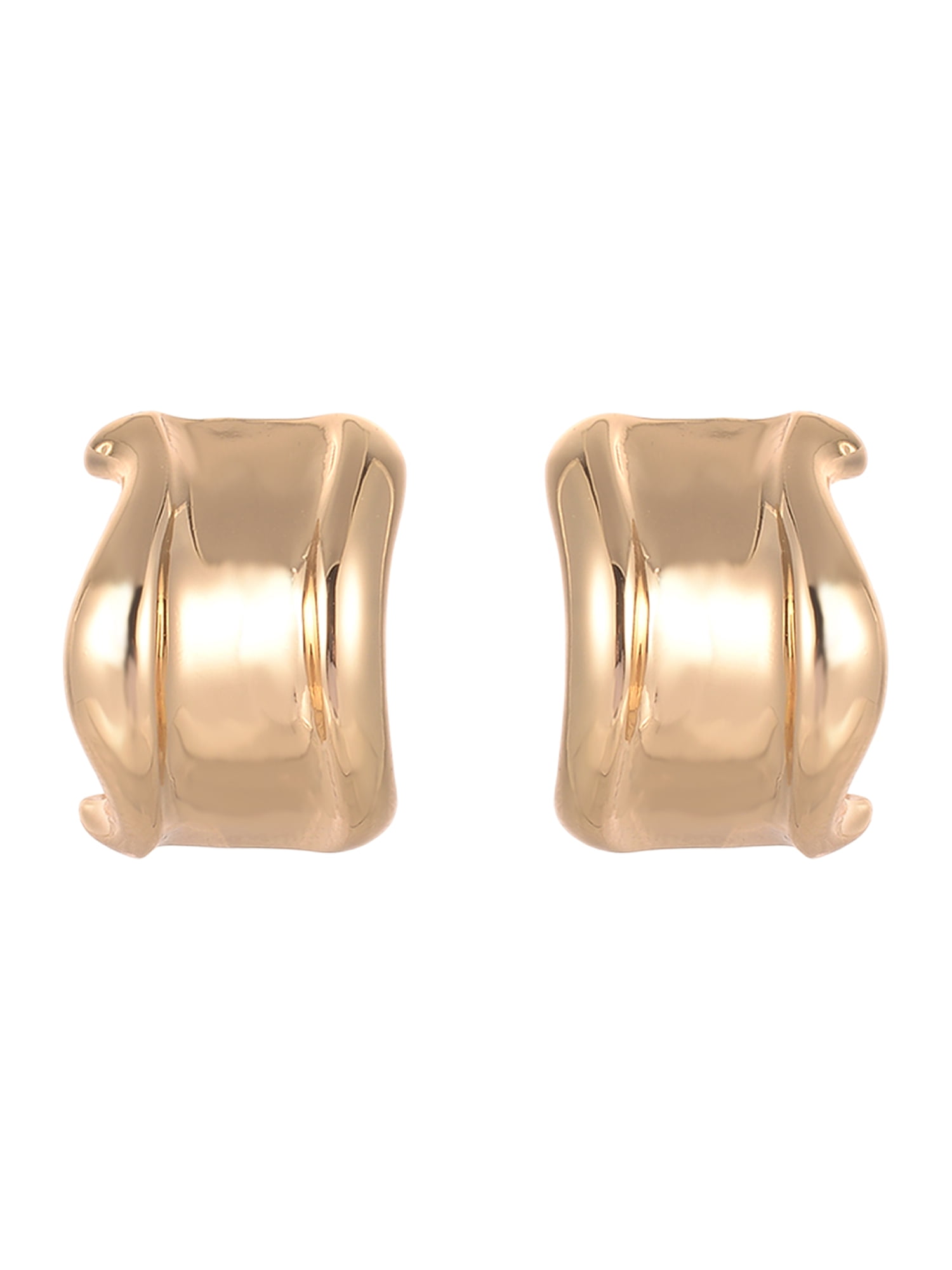 Time and Tru Goldtone and Silvertone 2-On Textured Wide Hoops Earring Set