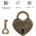 thumbnail image 3 of 3Pcs Padlock with Key, Metal Heart Shaped Vintage Lock Pick Antique Storage Box Lock Metal Valentine's Gift Small Love Locks for Bridge Locker Diary Book Suitcase Decoration, Bronze, 3 of 6