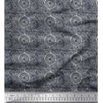 thumbnail image 1 of Soimoi Gray polyester Crepe Fabric Print Block Printed Fabric 1 Yard 52 Inch Wide, 1 of 3